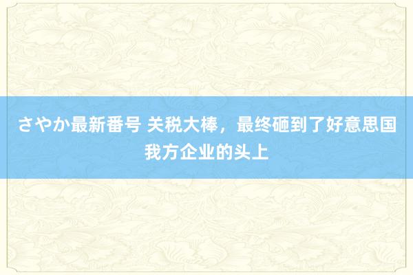 さやか最新番号 关税大棒，最终砸到了好意思国我方企业的头上